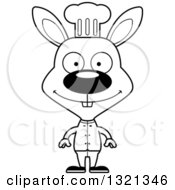 Poster, Art Print Of Cartoon Black And White Happy Rabbit Chef