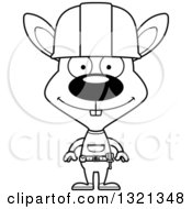 Poster, Art Print Of Cartoon Black And White Happy Rabbit Construction Worker