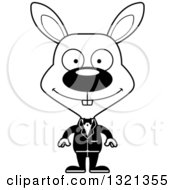 Poster, Art Print Of Cartoon Black And White Happy Rabbit Groom