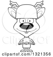 Lineart Clipart Of A Cartoon Black And White Happy Rabbit Hermes Royalty Free Outline Vector Illustration