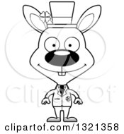 Lineart Clipart Of A Cartoon Black And White Happy St Patricks Day Irish Rabbit Royalty Free Outline Vector Illustration