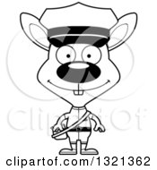 Lineart Clipart Of A Cartoon Black And White Happy Rabbit Mail Man Royalty Free Outline Vector Illustration