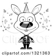 Poster, Art Print Of Cartoon Black And White Happy New Year Party Rabbit