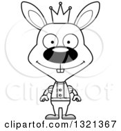 Lineart Clipart Of A Cartoon Black And White Happy Rabbit Prince Royalty Free Outline Vector Illustration