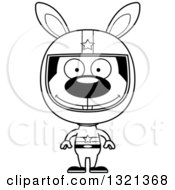 Poster, Art Print Of Cartoon Black And White Happy Rabbit Race Car Driver