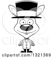 Lineart Clipart Of A Cartoon Black And White Happy Rabbit Circus Ringmaster Royalty Free Outline Vector Illustration
