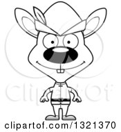 Lineart Clipart Of A Cartoon Black And White Happy Rabbit Robin Hood Royalty Free Outline Vector Illustration