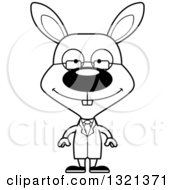 Lineart Clipart Of A Cartoon Black And White Happy Rabbit Scientist Royalty Free Outline Vector Illustration