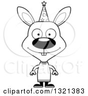 Poster, Art Print Of Cartoon Black And White Happy Rabbit Wizard