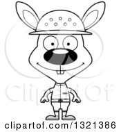 Lineart Clipart Of A Cartoon Black And White Happy Rabbit Zookeeper Royalty Free Outline Vector Illustration