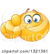 Poster, Art Print Of Cartoon Yellow Emoticon Smiley Face Pointing Outwards At You