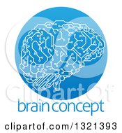 Poster, Art Print Of Circuit Board Artificial Intelligence Computer Chip Brain In A Gradient Blue Circle Over Sample Text