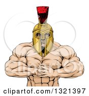Poster, Art Print Of Muscular Spartan Warrior Man Gesturing Bring It With His Fists
