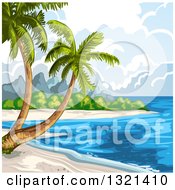 Poster, Art Print Of Tropical Beach With Palm Trees