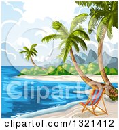 Poster, Art Print Of Chair On A Tropical Beach With Palm Trees