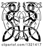 Clipart Of Black Celtic Knot Dragons 2 Royalty Free Vector Illustration
