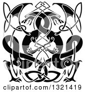 Clipart Of Black Celtic Knot Dragons 3 Royalty Free Vector Illustration