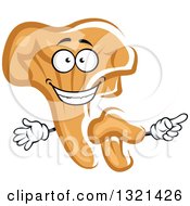 Clipart Of A Chanterelle Mushroom Character Pointing Royalty Free Vector Illustration