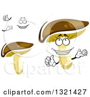 Clipart Of A Cartoon Face Hands And Shiitake Mushrooms Royalty Free Vector Illustration