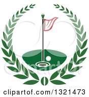 Poster, Art Print Of Golf Ball Flag And Hole In A Wreath