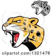 Poster, Art Print Of Roaring Angry Jaguar Or Leopard Big Cat Heads