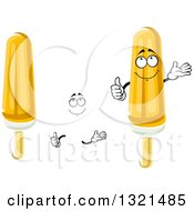 Clipart Of A Cartoon Face Hands And Orange Creamsicle Popsicles Royalty Free Vector Illustration