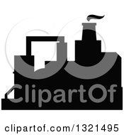 Clipart Of A Black Silhouetted Refinery Factory 31 Royalty Free Vector Illustration