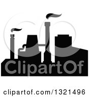 Clipart Of A Black Silhouetted Refinery Factory 32 Royalty Free Vector Illustration