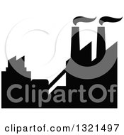 Clipart Of A Black Silhouetted Refinery Factory 33 Royalty Free Vector Illustration