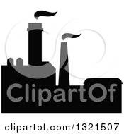 Clipart Of A Black Silhouetted Refinery Factory 26 Royalty Free Vector Illustration