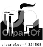 Clipart Of A Black Silhouetted Refinery Factory 27 Royalty Free Vector Illustration