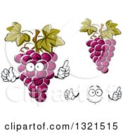 Poster, Art Print Of Cartoon Face Hands And Purple Grapes