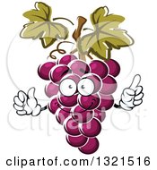 Clipart Of A Cartoon Purple Grapes Character Holding Up A Finger Royalty Free Vector Illustration