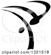 Clipart Of A Black And White Abstract Hip Hop B Boy Dancer Royalty Free Vector Illustration