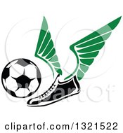 Winged Soccer Cleat Shoe Kicking A Ball