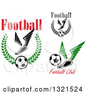 Poster, Art Print Of Winged Soccer Cleat Shoes And Balls With Text