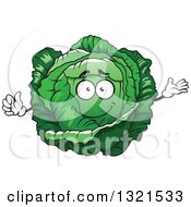 Clipart Of A Cartoon Happy Cabbage Character Presenting And Giving A Thumb Up Royalty Free Vector Illustration