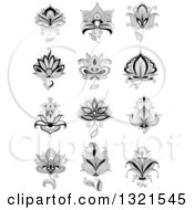 Poster, Art Print Of Black And White Henna And Lotus Flowers 14