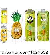 Clipart Of A Goofy Pineapple And Juice Characters Royalty Free Vector Illustration