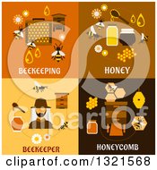 Beekeeping And Bee Flat Designs