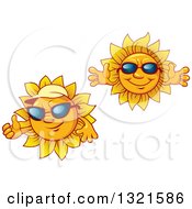Poster, Art Print Of Cartoon Sun Characters Wearing Shades And Sun Visor Hats
