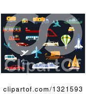 Poster, Art Print Of Flat Design Vehicles And Other Modes Of Transportation