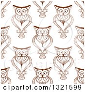 Poster, Art Print Of Seamless Background Pattern Of Brown Sketched Owls 2