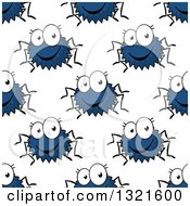 Poster, Art Print Of Seamless Background Pattern Of Happy Blue Spiders