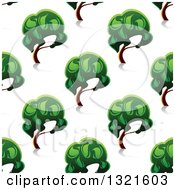 Clipart Of A Seamless Background Pattern Of Green Trees And Reflections Royalty Free Vector Illustration