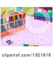 Clipart Of A Library Room Interior With Books On Shelves Royalty Free Vector Illustration