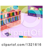 Poster, Art Print Of Library Room Interior With Books On Shelves