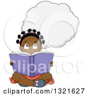 Poster, Art Print Of Thinking Black Girl Sitting On The Floor And Reading A Book