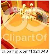 Clipart Of A High View Of A Castle Hallway Interior Royalty Free Vector Illustration