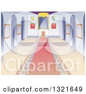 Poster, Art Print Of Castle Throne Room Interior With A Pink Carpet